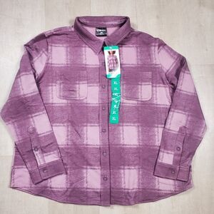 32 Degrees Ladies Cozy Knit Button-Up Shirt Womans XL Purple Soft NEW